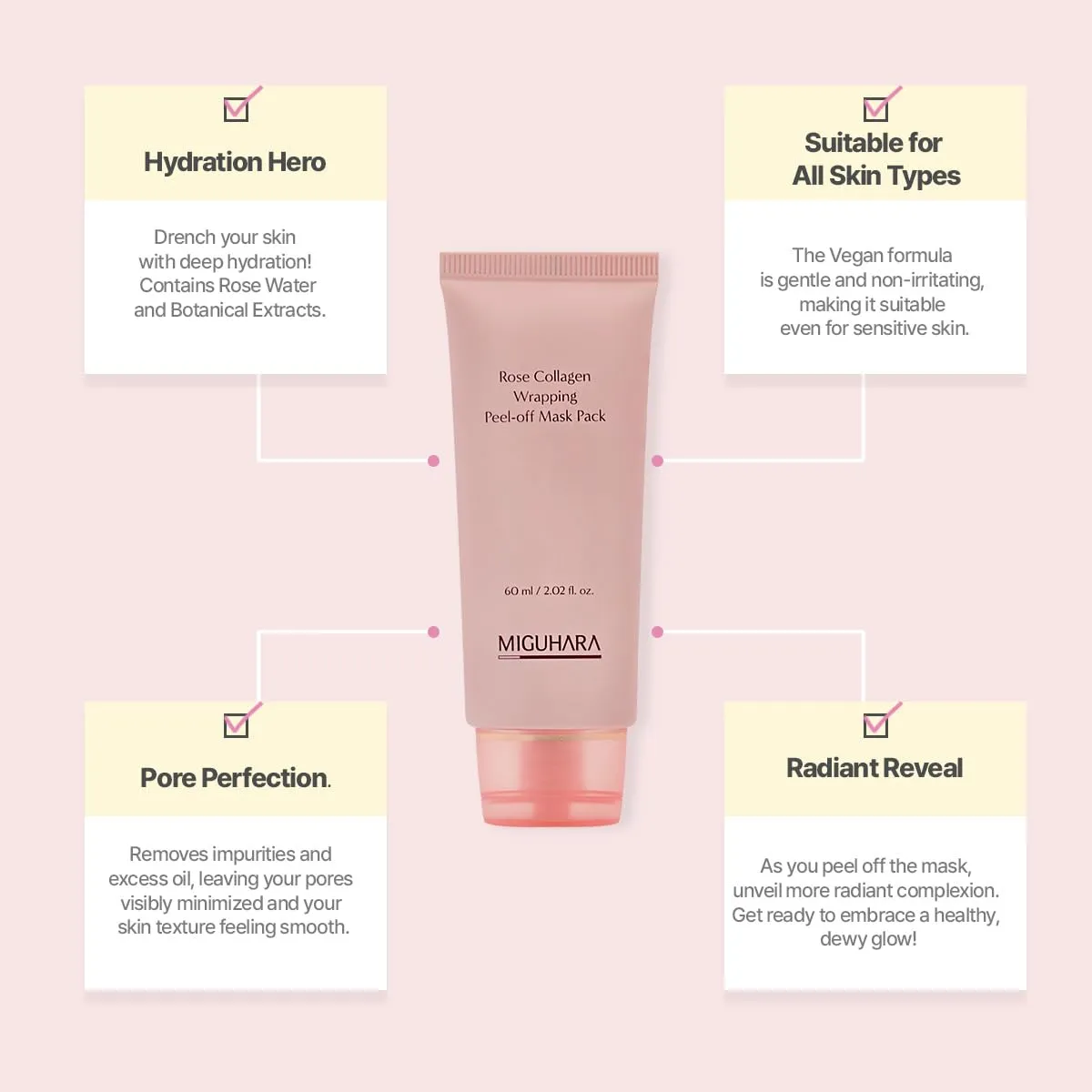 [ MIGUHARA ] Rose Collagen Wrapping Peel-off Mask Pack 60ml / 2.02 fl.oz
