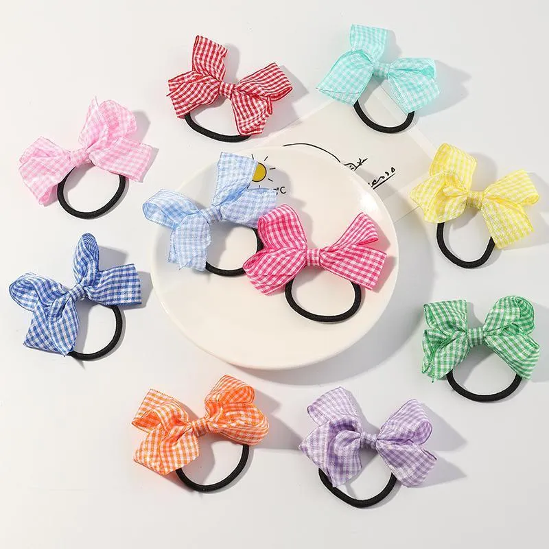 10-piece Bowknot Plaid Hair Rope