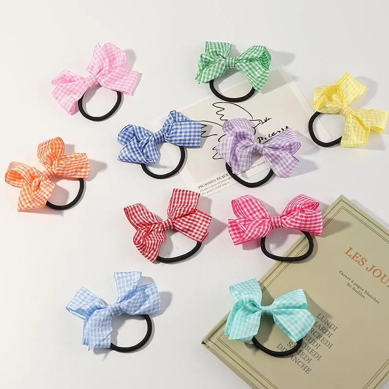 10-piece Bowknot Plaid Hair Rope