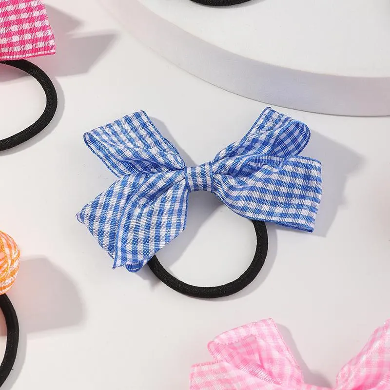 10-piece Bowknot Plaid Hair Rope