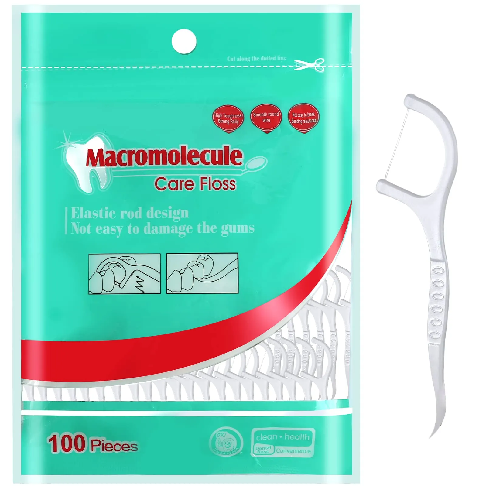 100 Pcs Dental Floss Picks, Floss Sticks Dental 2 in 1 Dental Toothpick Dental Floss Teeth Cleaning Floss for Interdental Cleaning