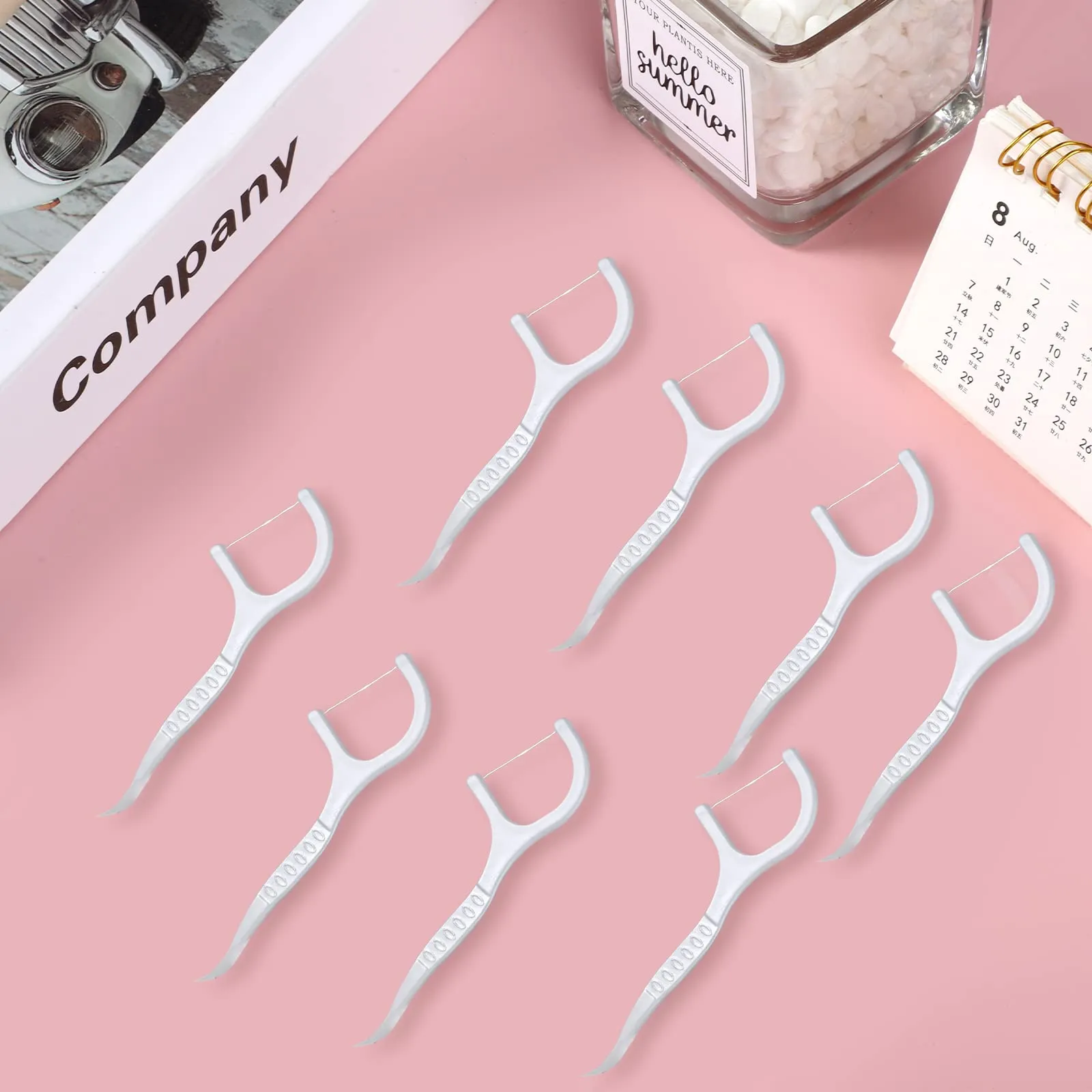 100 Pcs Dental Floss Picks, Floss Sticks Dental 2 in 1 Dental Toothpick Dental Floss Teeth Cleaning Floss for Interdental Cleaning
