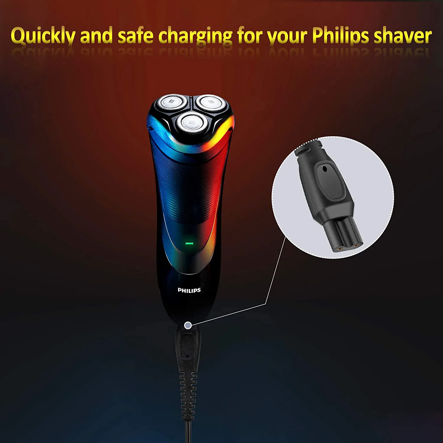 15V Replacement Shaver Charger Replacement Charger Cord Portable Adapter Universal Replace Charger Cord Compatible with Philips HQ8505 Norelco Electric Shaver