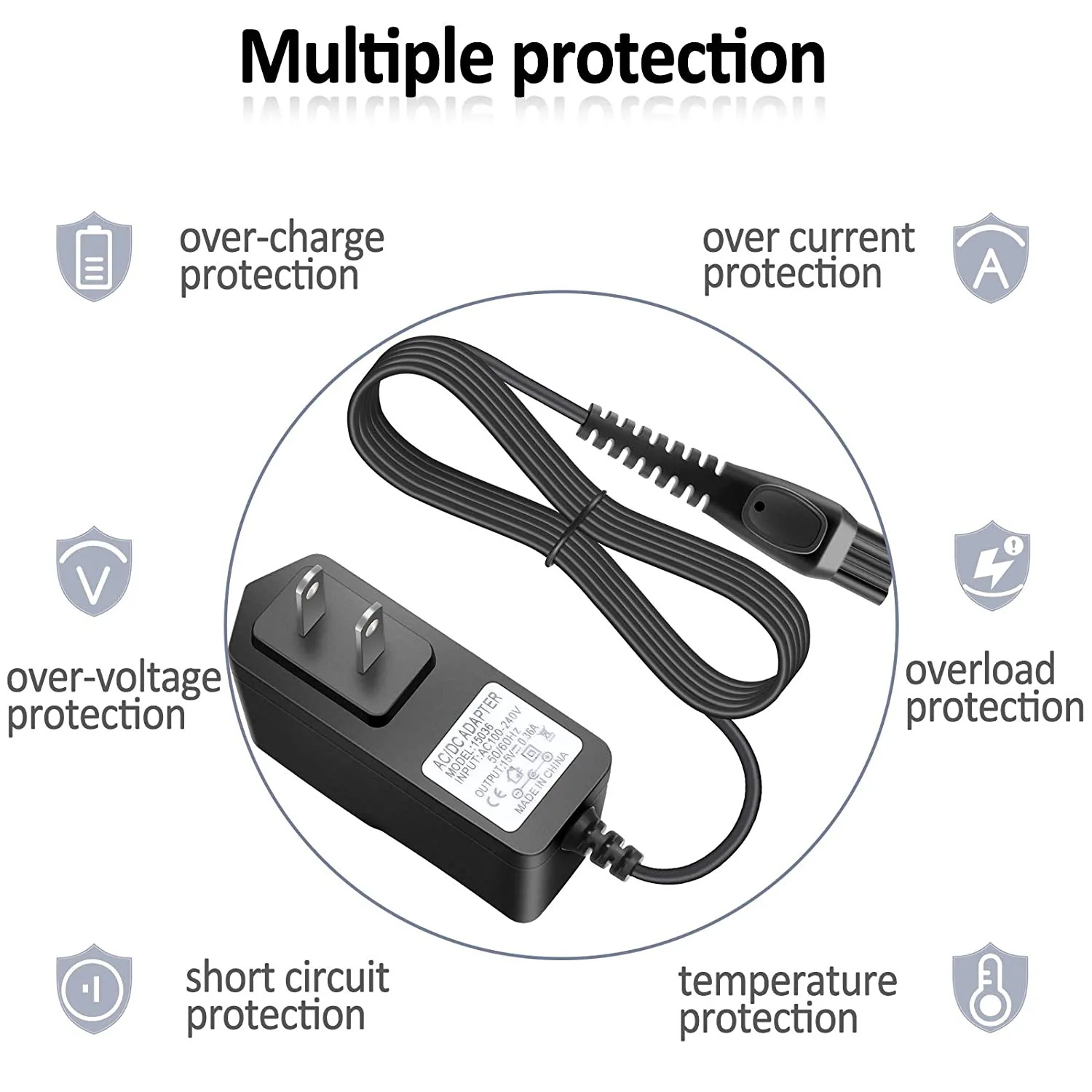 15V Replacement Shaver Charger Replacement Charger Cord Portable Adapter Universal Replace Charger Cord Compatible with Philips HQ8505 Norelco Electric Shaver