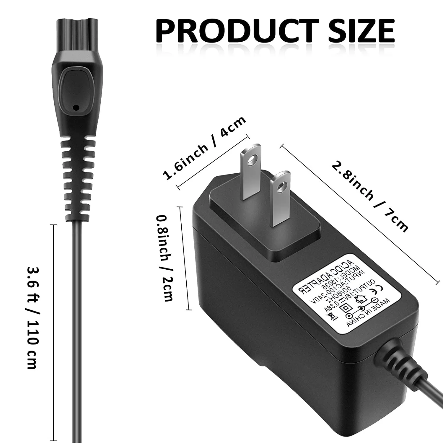 15V Replacement Shaver Charger Replacement Charger Cord Portable Adapter Universal Replace Charger Cord Compatible with Philips HQ8505 Norelco Electric Shaver