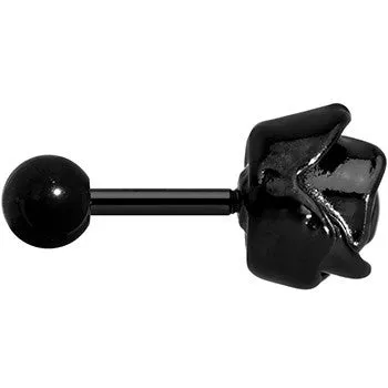 16 Gauge 1/4 Black PVD Romantic Rose Flower Cartilage Earring