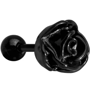 16 Gauge 1/4 Black PVD Romantic Rose Flower Cartilage Earring