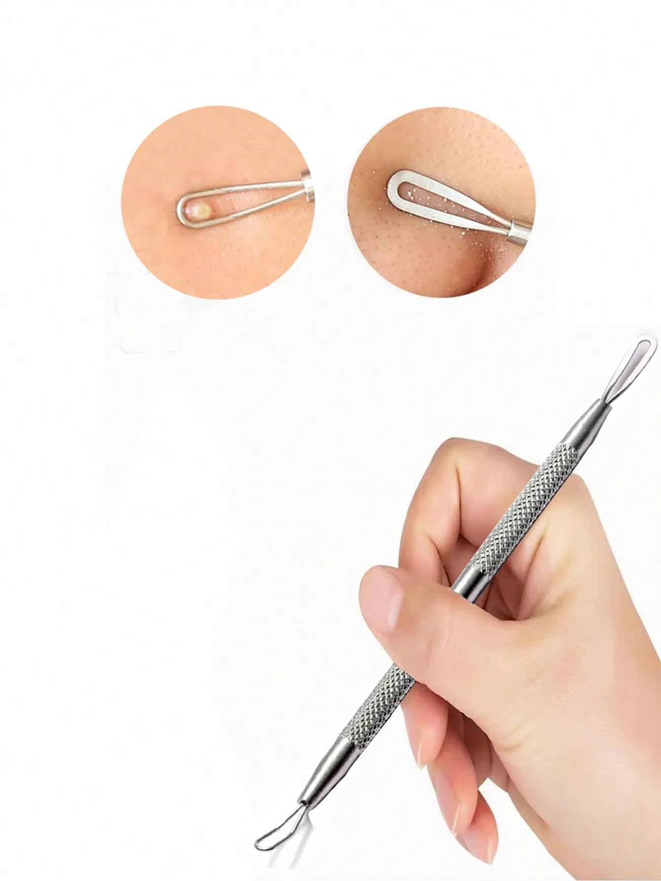 1pc Stainless Steel Pimple Extractor, Acne Remover, Fat Granules And Blackhead Needle, Whitehead Blemish Popping Skin Cleaning Tool With Double Headed