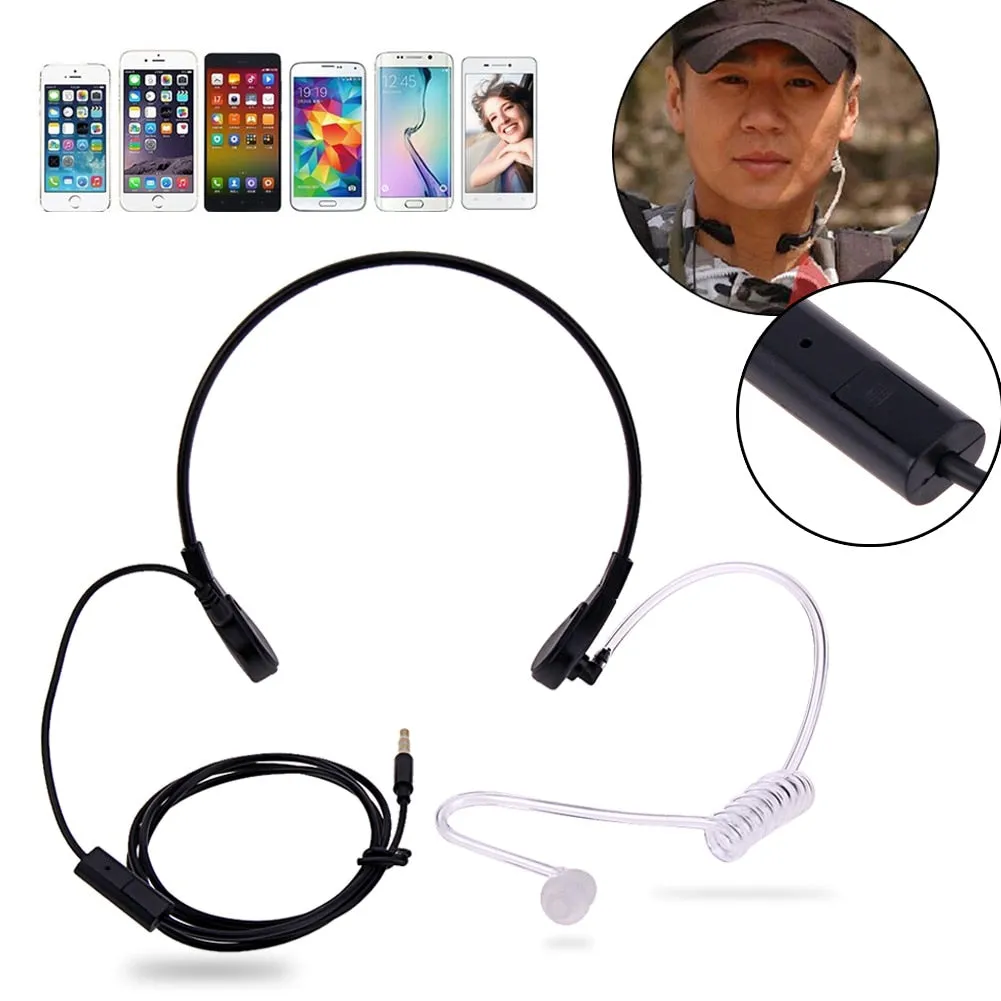 1pin 3.5mm Throat Mic Microphone Covert Acoustic Tube Earpiece Headset For Samsung/HTC/LG/Blackberry/MOTORO Smart Phone Earphone