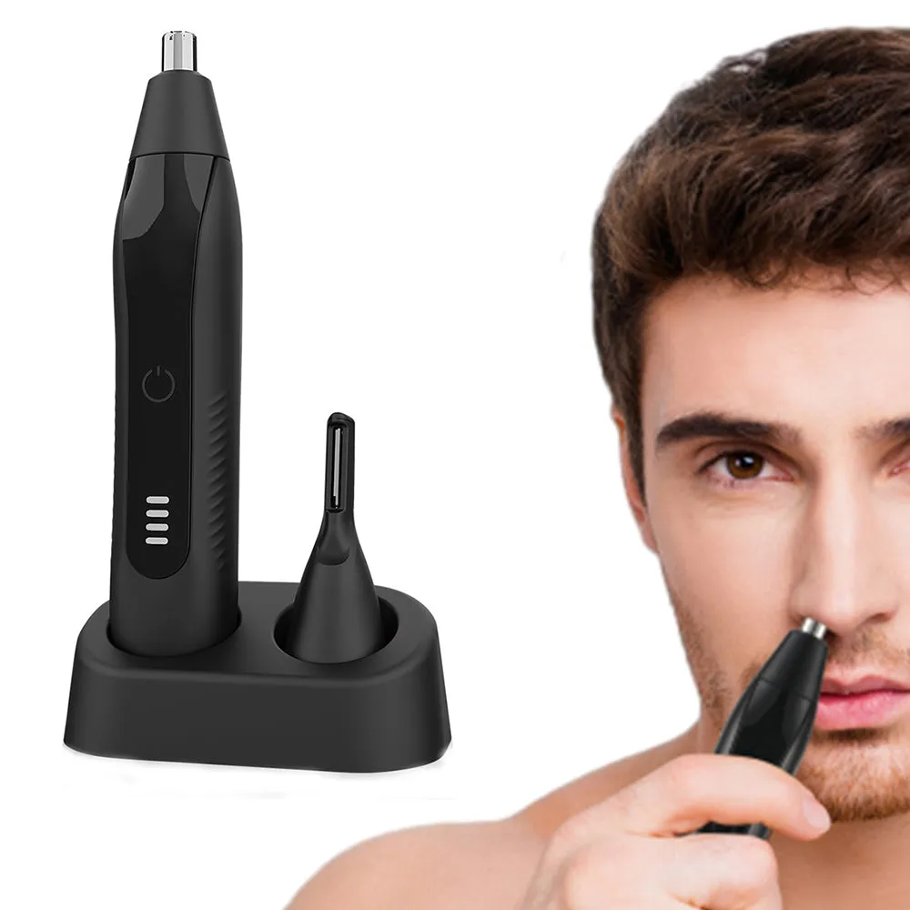 2-in-1 Electric Nose Hair Trimmer For Men Replaceable Eyebrow Body Hair Clipper