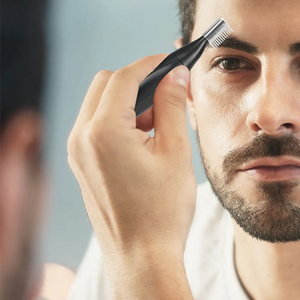2-in-1 Electric Nose Hair Trimmer For Men Replaceable Eyebrow Body Hair Clipper