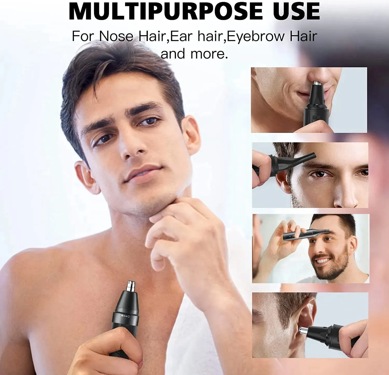 2-in-1 Rechargeable Washable Nose & Ear Hair Trimmer - Grooming Tool