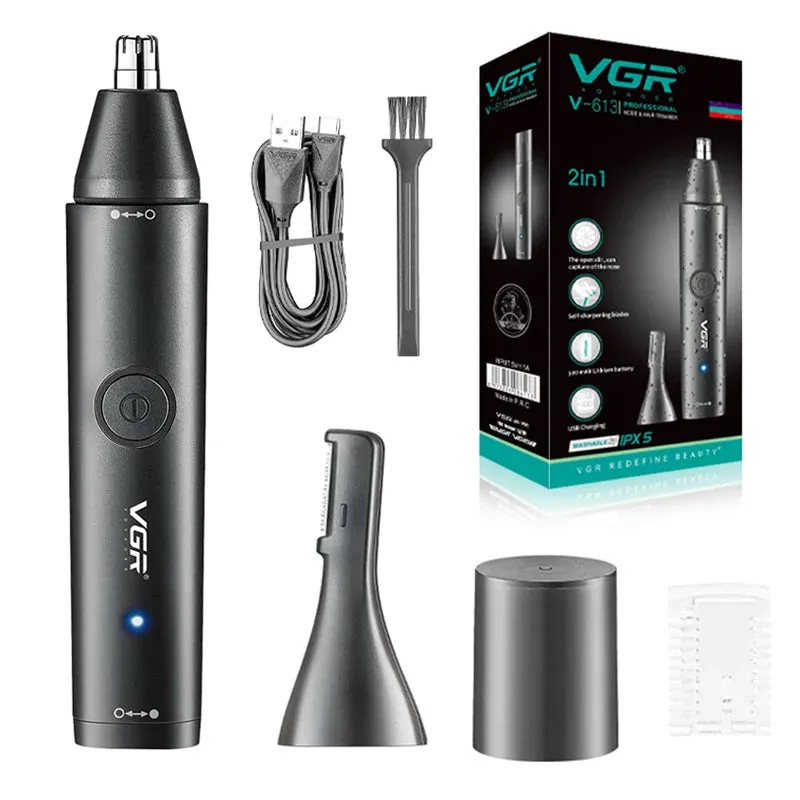 2-in-1 Rechargeable Washable Nose & Ear Hair Trimmer - Grooming Tool