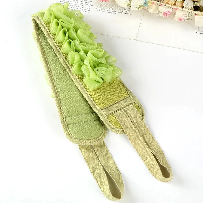 2-in-1 Shower Exfoliating Back Scrubber Bath Belt Towel for Deep Mud Clean, Korean Body Washcloth with Japanese Rear Scrub Pull Strap Tool.