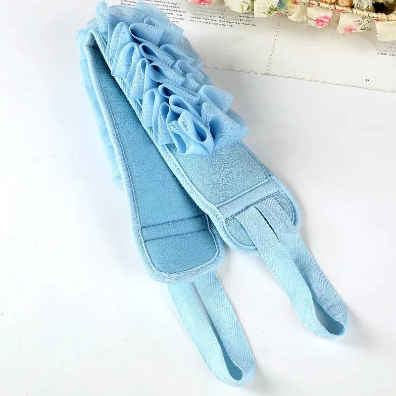 2-in-1 Shower Exfoliating Back Scrubber Bath Belt Towel for Deep Mud Clean, Korean Body Washcloth with Japanese Rear Scrub Pull Strap Tool.