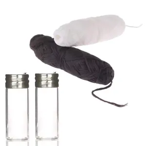 2 Pcs Natural Dental Silk Floss, Bamboo Charcoal Dental Floss Biodegradable Vegan Corn Dental Floss with Reusable Glass Bottle, 30 Metres