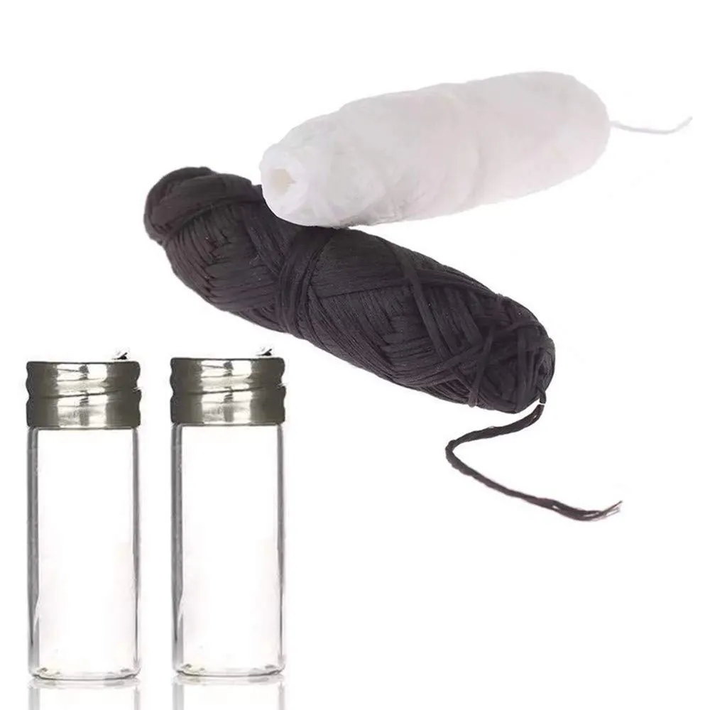 2 Pcs Natural Dental Silk Floss, Bamboo Charcoal Dental Floss Biodegradable Vegan Corn Dental Floss with Reusable Glass Bottle, 30 Metres