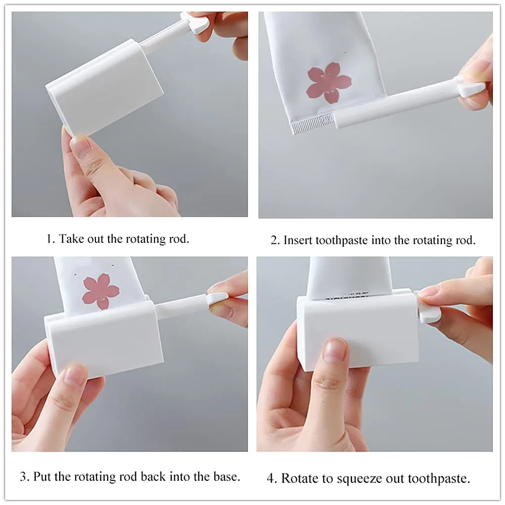2 Pieces Toothpaste Squeezer,Rolling Tube Toothpaste Squeezer Toothpaste Seat Holder Stand Rotate Toothpaste Dispenser for Bathroom