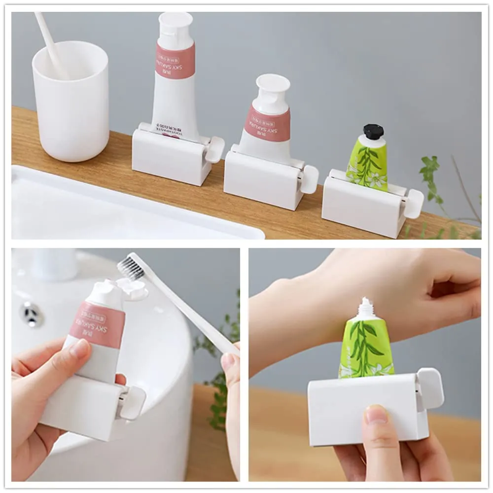 2 Pieces Toothpaste Squeezer,Rolling Tube Toothpaste Squeezer Toothpaste Seat Holder Stand Rotate Toothpaste Dispenser for Bathroom