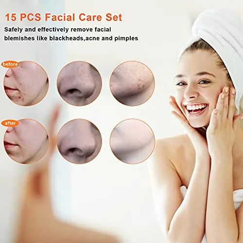 2022 Latest 15 PCS Pimple Popper Tool Kit, Blackhead Remover Comedone Acne Extractor Tools, Professional Sharp Stainless Skin Blemish Removal Pimple Tools with Metal Case