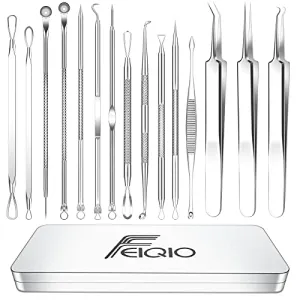 2022 Latest 15 PCS Pimple Popper Tool Kit, Blackhead Remover Comedone Acne Extractor Tools, Professional Sharp Stainless Skin Blemish Removal Pimple Tools with Metal Case