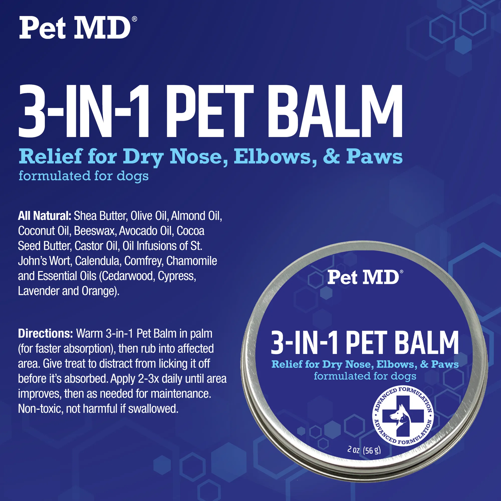 3-in-1 Pet Balm for Dogs - 2 oz
