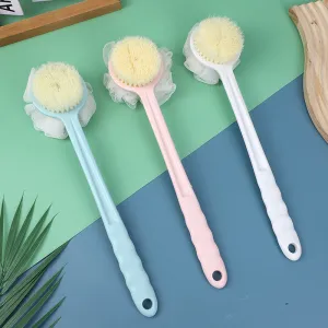 3 Pack 2-in-1 Dual-Sided Long-Handled Bath Brush with Loofah Sponge, HG0032