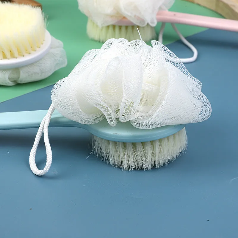 3 Pack 2-in-1 Dual-Sided Long-Handled Bath Brush with Loofah Sponge, HG0032