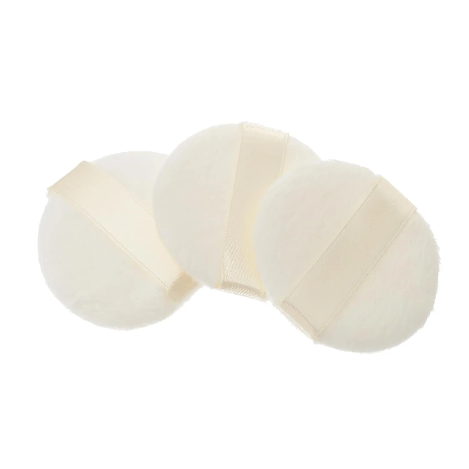 3 Pcs Plush Powder Puff for Dusting and Foundation Application Fluffy Satin Band for Body Talcum Powder Use
