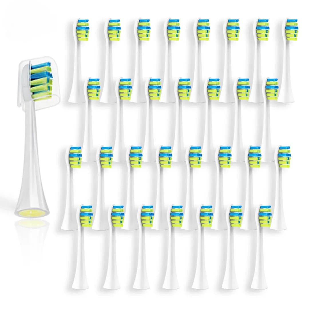 30 PCS AQREP4U Brush Heads Compatible with 7am2m Replacement Heads Electric Toothbrush Heads AM101/AM105 for 7am2m Sonic Electric Toothbrush Electric Toothbrush for Adults Toothbrush Covers (W B)