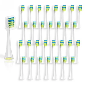 30 PCS AQREP4U Brush Heads Compatible with 7am2m Replacement Heads Electric Toothbrush Heads AM101/AM105 for 7am2m Sonic Electric Toothbrush Electric Toothbrush for Adults Toothbrush Covers (W B)