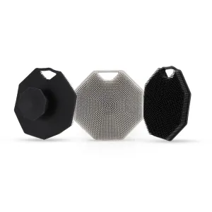 3Pack Silicone Body Scrubber, Qewro Body Buffer Exfoliating Brush with Silicone Loofah, Bath & Body Brushes for Men Women Kids Pets use in Shower, Scalp Exfoliator Hair Shampoo Skin Cleaning Brush