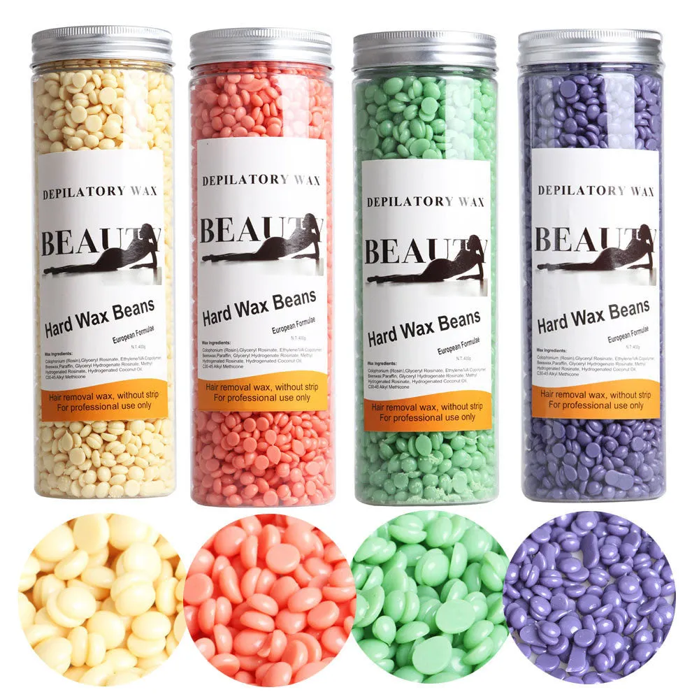 4 kinds 450g Hot Film Hard Wax Beans No Strip Depilatory Hot Film Hard Wax Pellet Waxing Bikini Hair Removal Bean #613