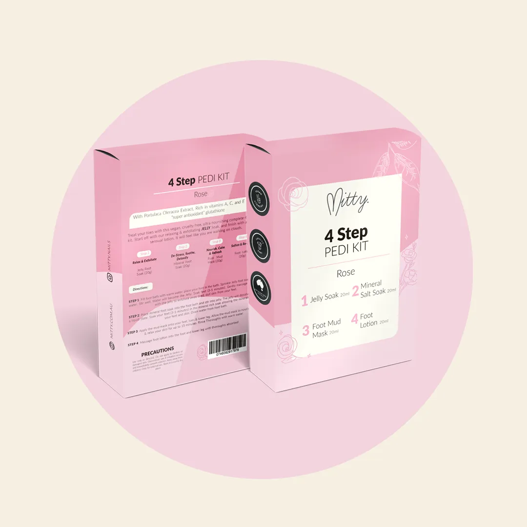 4 Step Pedi Kit includes Jelly Soak - Rose