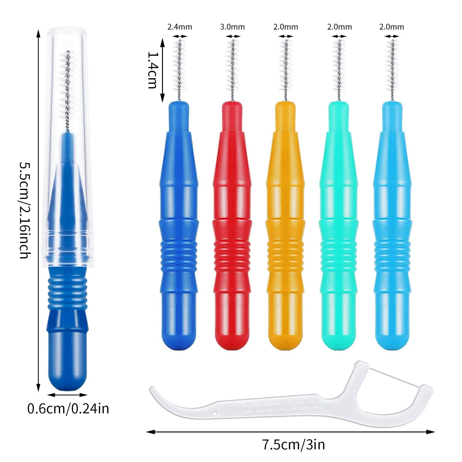 40 Pcs Interdental Brushes, Dental Floss Brush Toothpick Brushes Teeth Brushes Floss Sticks Flossing Brushes Hygiene Brushes with 10 Pcs Dental Floss Sticks for Cleaning Tooth