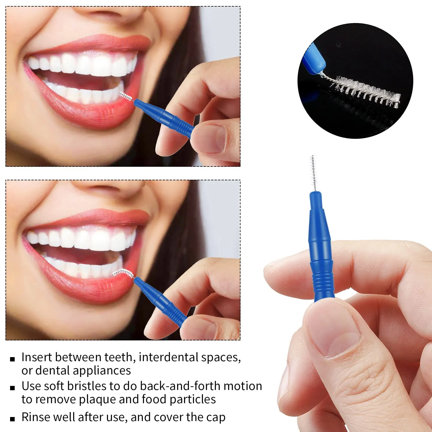 40 Pcs Interdental Brushes, Dental Floss Brush Toothpick Brushes Teeth Brushes Floss Sticks Flossing Brushes Hygiene Brushes with 10 Pcs Dental Floss Sticks for Cleaning Tooth