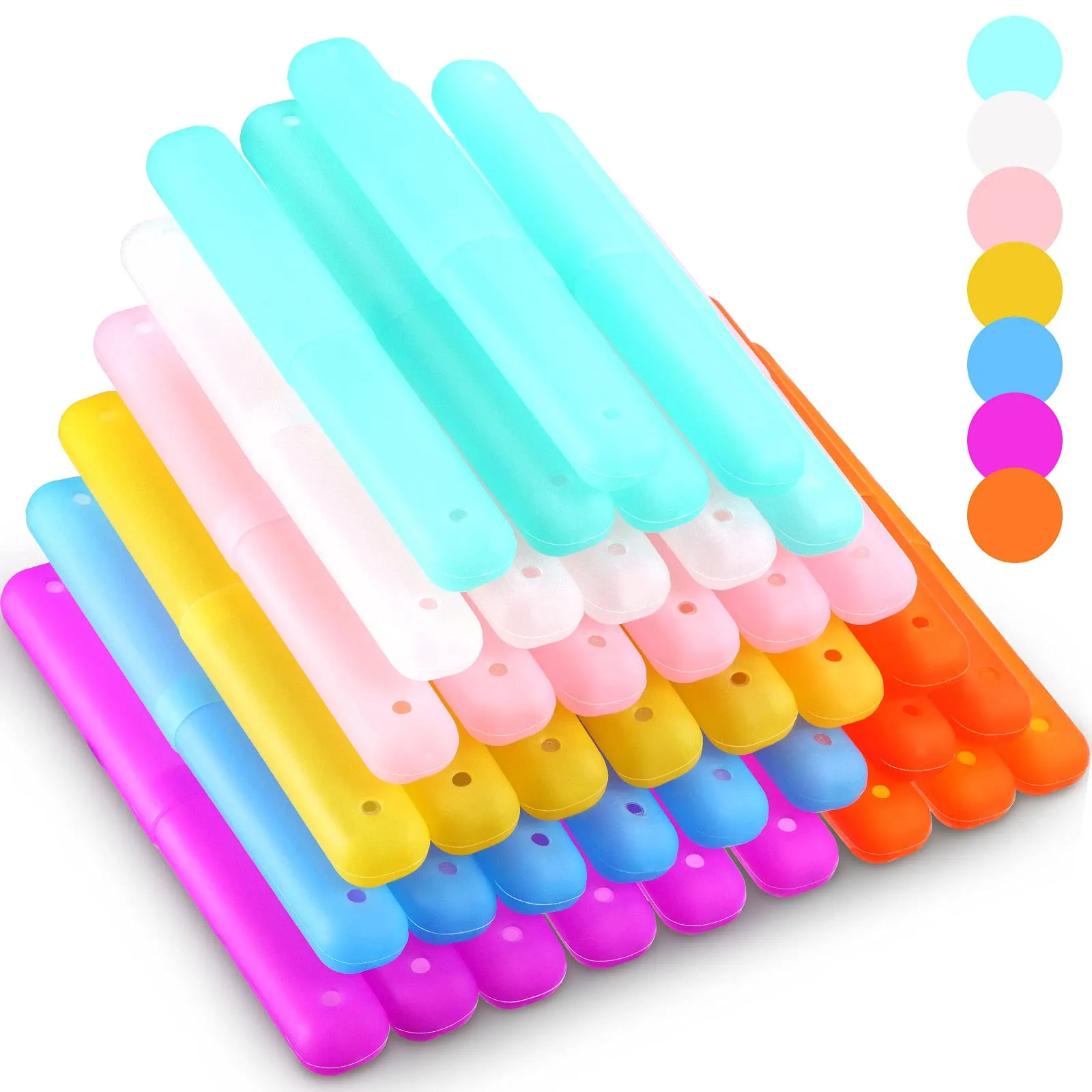 40 Pieces Travel Toothbrush Holder Case Portable Plastic Pencil Case Holder Toothbrush Carrier Cover Case Bulk Toothbrush Storage Containers for Traveling School Camping Bathroom Business, 7 Colors