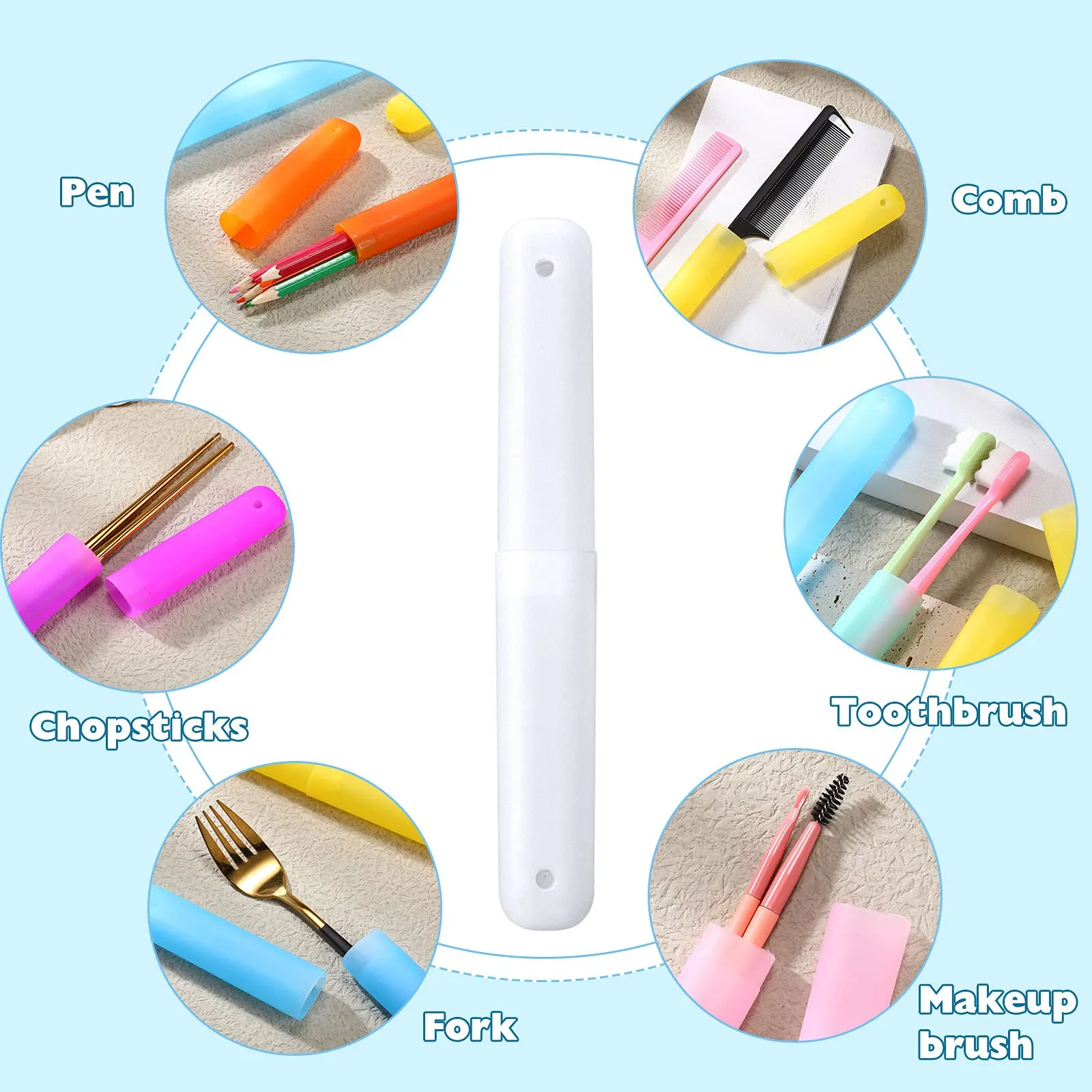 40 Pieces Travel Toothbrush Holder Case Portable Plastic Pencil Case Holder Toothbrush Carrier Cover Case Bulk Toothbrush Storage Containers for Traveling School Camping Bathroom Business, 7 Colors