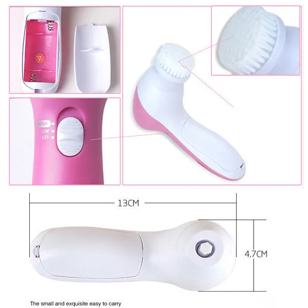 5 in 1 Electric Wash Face Machine Facial Pore Cleaner Body Cleaning Massage Mini Skin Beauty Massager Brush