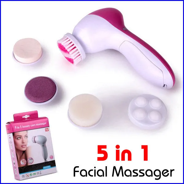 5 in 1 Electric Wash Face Machine Facial Pore Cleaner Body Cleaning Massage Mini Skin Beauty Massager Brush