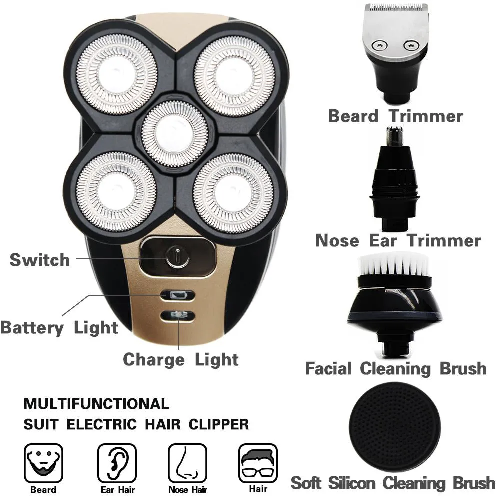 5 In 1 Men Rechargeable Electric Shaver Razor 5 Floating Head Beard SP