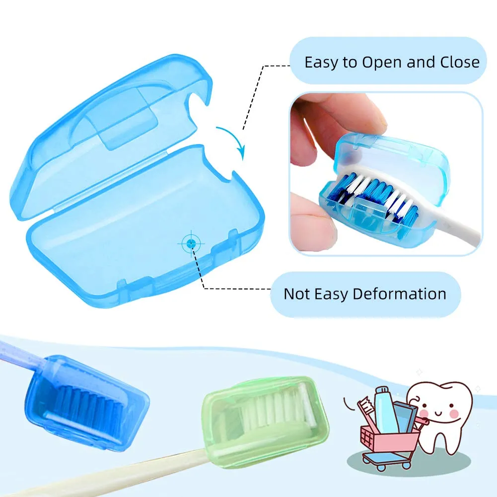 5 Pieces Toothbrush Cover, Travel Portable Toothbrush Head Covers Case Holder Clip Blue/Pink/Yellow/Green/Clear Toothbrush Cover Set, Anti-Dust PP Toothbrush Protector Cap for Camping Family School