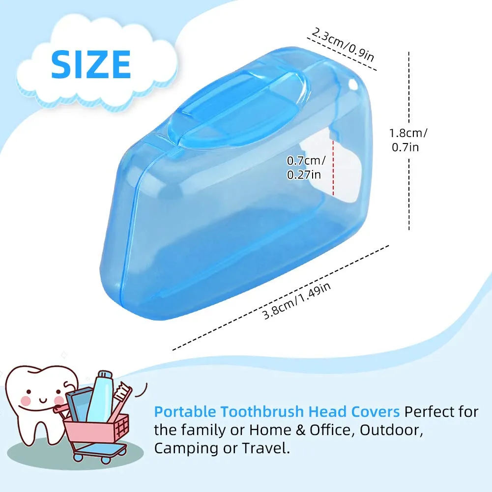 5 Pieces Toothbrush Cover, Travel Portable Toothbrush Head Covers Case Holder Clip Blue/Pink/Yellow/Green/Clear Toothbrush Cover Set, Anti-Dust PP Toothbrush Protector Cap for Camping Family School
