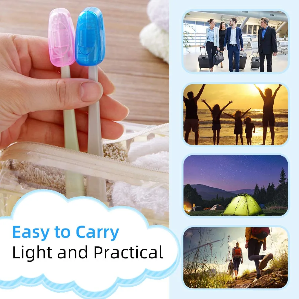 5 Pieces Toothbrush Cover, Travel Portable Toothbrush Head Covers Case Holder Clip Blue/Pink/Yellow/Green/Clear Toothbrush Cover Set, Anti-Dust PP Toothbrush Protector Cap for Camping Family School