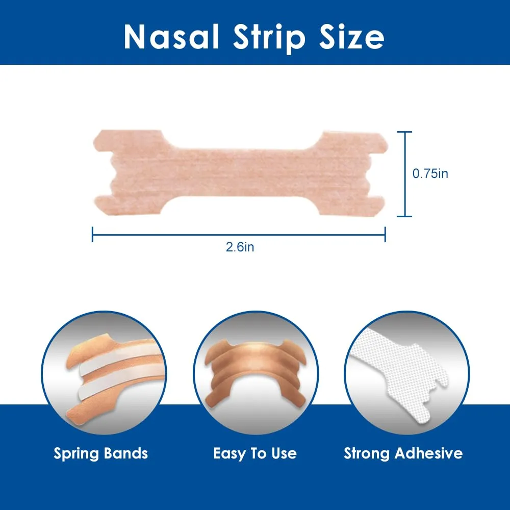 50 Count Nasal Strips, Nose Strips for Breathing, Snore Strips Relieve a Blocked Nose Due to Colds, Allergies, Nasal Strips for Snoring, Nose Strips Drug-Free,Works Instantly to Improve Sleep 50 Count