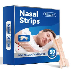50 Count Nasal Strips, Nose Strips for Breathing, Snore Strips Relieve a Blocked Nose Due to Colds, Allergies, Nasal Strips for Snoring, Nose Strips Drug-Free,Works Instantly to Improve Sleep 50 Count