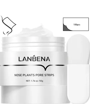 50g Blackhead Remover Cream Facial Nose Mask Plant Pore 100 Strips Acne Peel Off