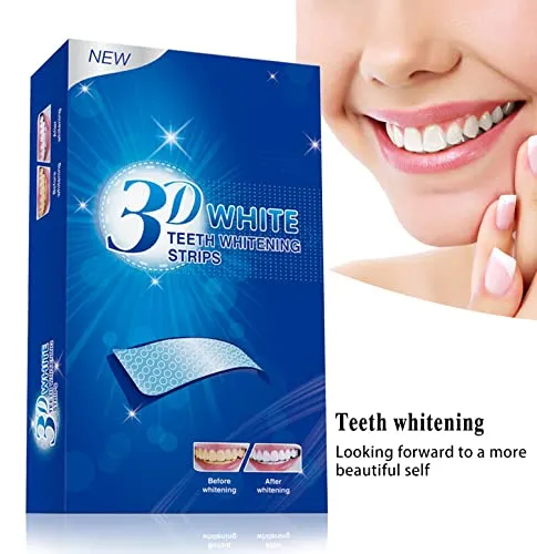 5D Teeth Whitening Strips 28 Strong Strips with Peroxide Free Gel, Remove Dental Stains Plaque & Scale, Whiten Yellow Teeth Two Weeks Whitening Treatment