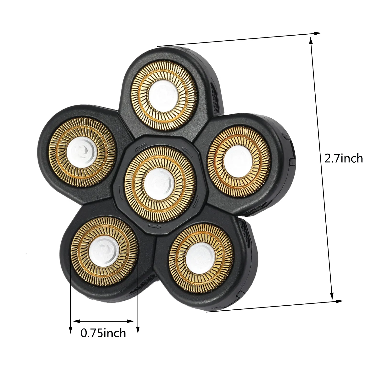 6 Blades Electric Shaver Replacement Heads Upgrade Razor Shaver Replaceable Floating Blades Wet and Dry for Bald and Face (Gold)