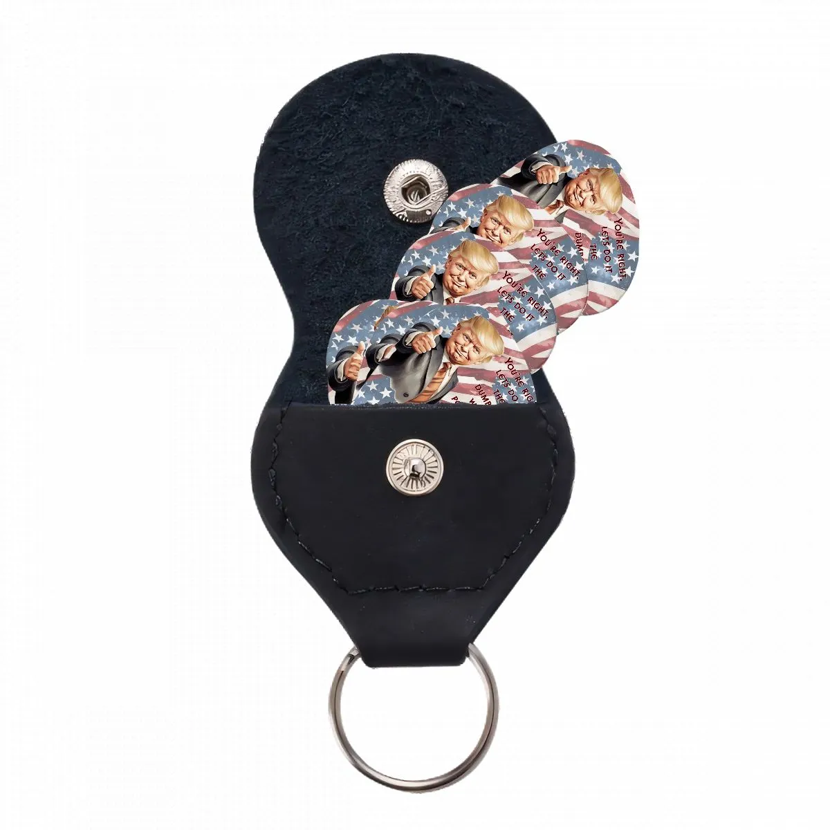 6 Guitar Picks with Keychain Snap Case- Donald Trump "You're right..." – 3 Thicknesses